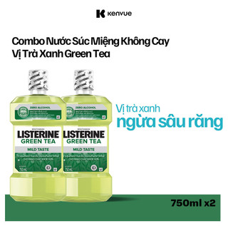 Bộ 2 Nước Súc Miệng Ngừa Sâu Răng Listerine Green Tea Zero Alcohol 750ml/chai