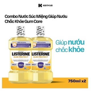 Bộ 2 Nước súc miệng giúp nướu chắc khỏe Listerine Gum Protect Zero Alcohol 750ml/chai