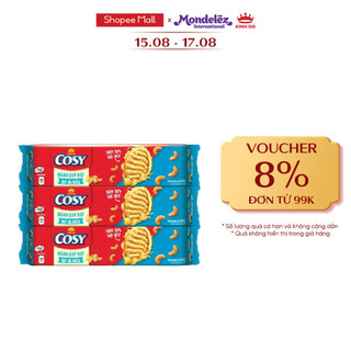Combo 3 Gói Bánh Quy Kinh Đô COSY Wonderfulls Hạt Điều và Bơ 3x168g