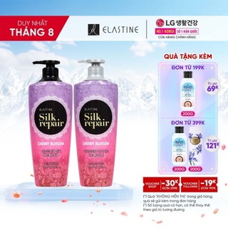 Bộ đôi gội xả chăm sóc và nuôi dưỡng tóc Elastine Silk Repair - Hương Hoa Anh Đào
