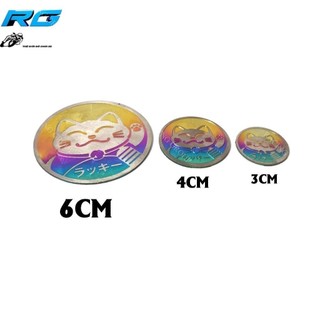 Tem Titanium Logo Mèo Thần Tài Đường Kính 3cm Trang Trí Xe Cực Đỉnh