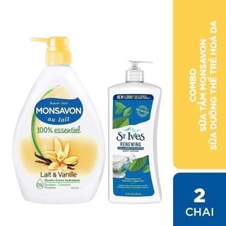 Combo sữa tắm Monsavon 1000ml + Sữa dưỡng thể collagen trẻ hoá da 621ml
