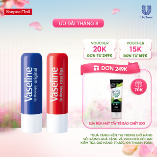 Combo 2 son dưỡng môi Vaseline dạng thỏi Lip Therapy Stick: Mềm Mịn Original và Hồng Rosy Lips (4.8g x2)