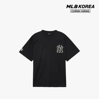 Mlb - áo thun unisex cổ tròn tay ngắn basic mega logo 3atsb0534-50bks