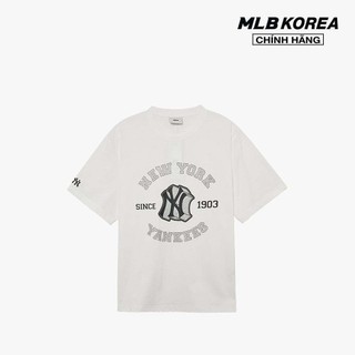 Mlb - áo thun unisex cổ tròn tay ngắn in logo hiện đại 3atsv1134-50whs