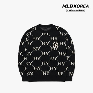 Mlb - áo sweater phom suông tay dài dia monogram overfit 3akpm0226-50bks