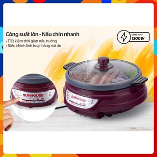 Nồi lẩu điện SUNHOUSE SH535L công suất cao làm sôi cực nhanh , Nồi lẩu điện đa chức năng lẩu nướng xào chuẩn cao cấp