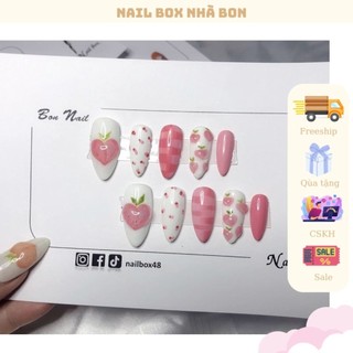Nail box vẽ quả đào nổi căng mọng design bon