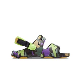 Xăng đan trẻ em crocs all-terrain dino camo - neon purple