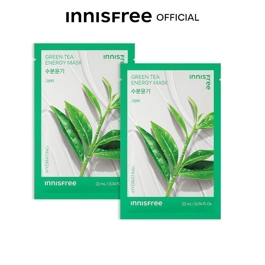 (Quà Tặng) Bộ 02 Mặt Nạ Giấy Dưỡng Da Hàn Quốc Innisfree Energy Mask 22Ml Green Tea - Trà Xanh