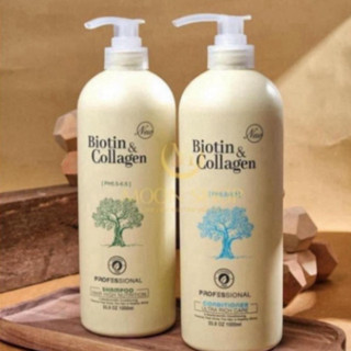 Cặp Dầu Gội Xả Biotin Collagen Trắng 900ML Giảm Rụng Tóc Phục Hồi Tóc Khô Xơ, Hư Tổn Làm Sạch Da Đầu Tình Trạng Tóc Bết