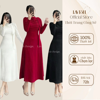 LAVISH DESIGN Đầm nữ V853 dáng xòe sang trọng, thanh lịch phù hợp đi làm, dự tiệc, thời trang dự tiệc, sự kiện