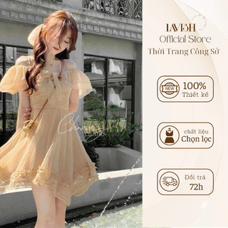 CHARMY Đầm nữ V501 xòe hở vai sang trọng, thanh lịch phù hợp đi làm, thời trang công sở