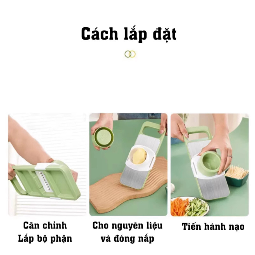 Dụng Cụ Bào Nạo Rau Củ Quả Đa Năng 6 Lưỡi Dao INOX 304 - Bộ Đồ Bào Rau Củ Thái Lát Bào Sợi