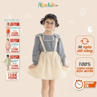 Set áo kẻ caro đen trắng kèm chân váy ALBERKIDS xinh đẹp cho bé gái 2,3,4,5,6,7,8,9,10,11,12 tuổi [SA06]