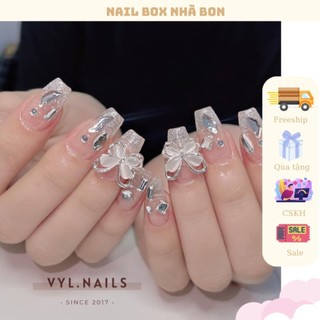 Nail box sơn gel nhũ flash đính charm đá
