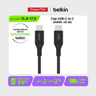 Cáp usb c - c vỏ dù, công suất 240w, usb-c pd3.1, 2 mét, màu đen belkin