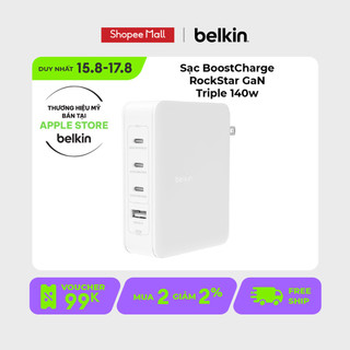 Adapter sạc nhanh belkin 140w gan boost charge rockstar màu trắng wch014 - usb c x3, usb a x1