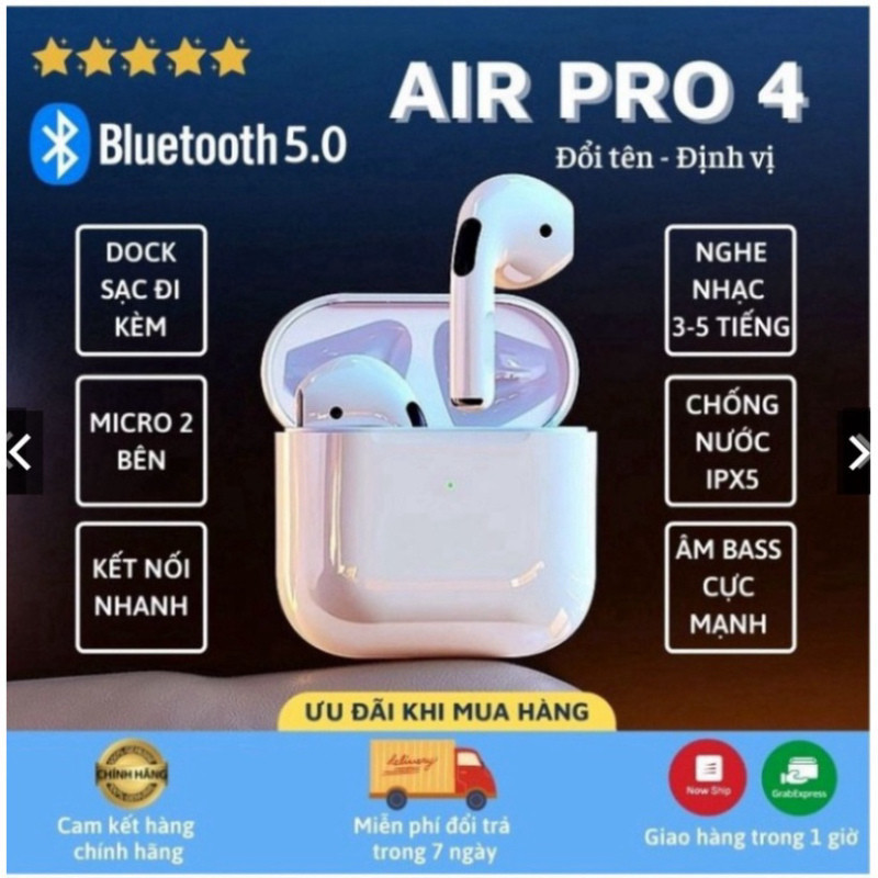 Tai Nghe Bluetooth 5.0 Không Dây Mini Pro4 Tws Tiện Dụng Dành Cho Điện Thoại - Máy Tính - Laptop với đầy đủ chức nang
