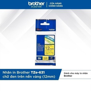 Nhãn in Brother TZe-631 chữ đen trên nền vàng (12mm)