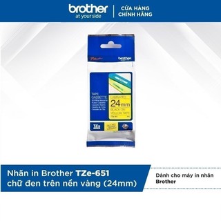 Nhãn in Brother TZe-651 chữ đen trên nền vàng (24mm)