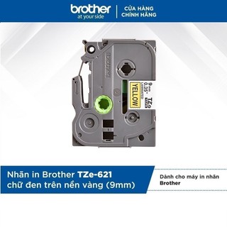 Nhãn in Brother TZe-621 chữ đen trên nền vàng (9mm)