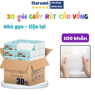 Khăn giấy rút, giấy lau miệng, khăn giấy cầu vồng đa năng, tiện dụng, khăn rút 100 khăn, giấy rút đa năng