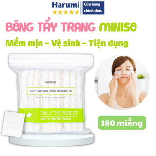 Bông Tẩy Trang Miniso Nhật Bản 180 Miếng Siêu Mềm Mại, Siêu Dai, Miniso 180 Miếng, Bông Tẩy Trang Làm Sạch Sâu