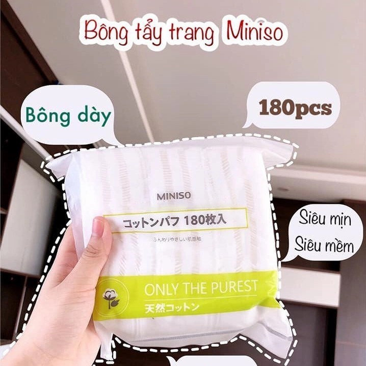 Bông Tẩy Trang Miniso Nhật Bản 180 Miếng Siêu Mềm Mại, Siêu Dai, Miniso 180 Miếng, Bông Tẩy Trang Làm Sạch Sâu | BigBuy360 - bigbuy360.vn