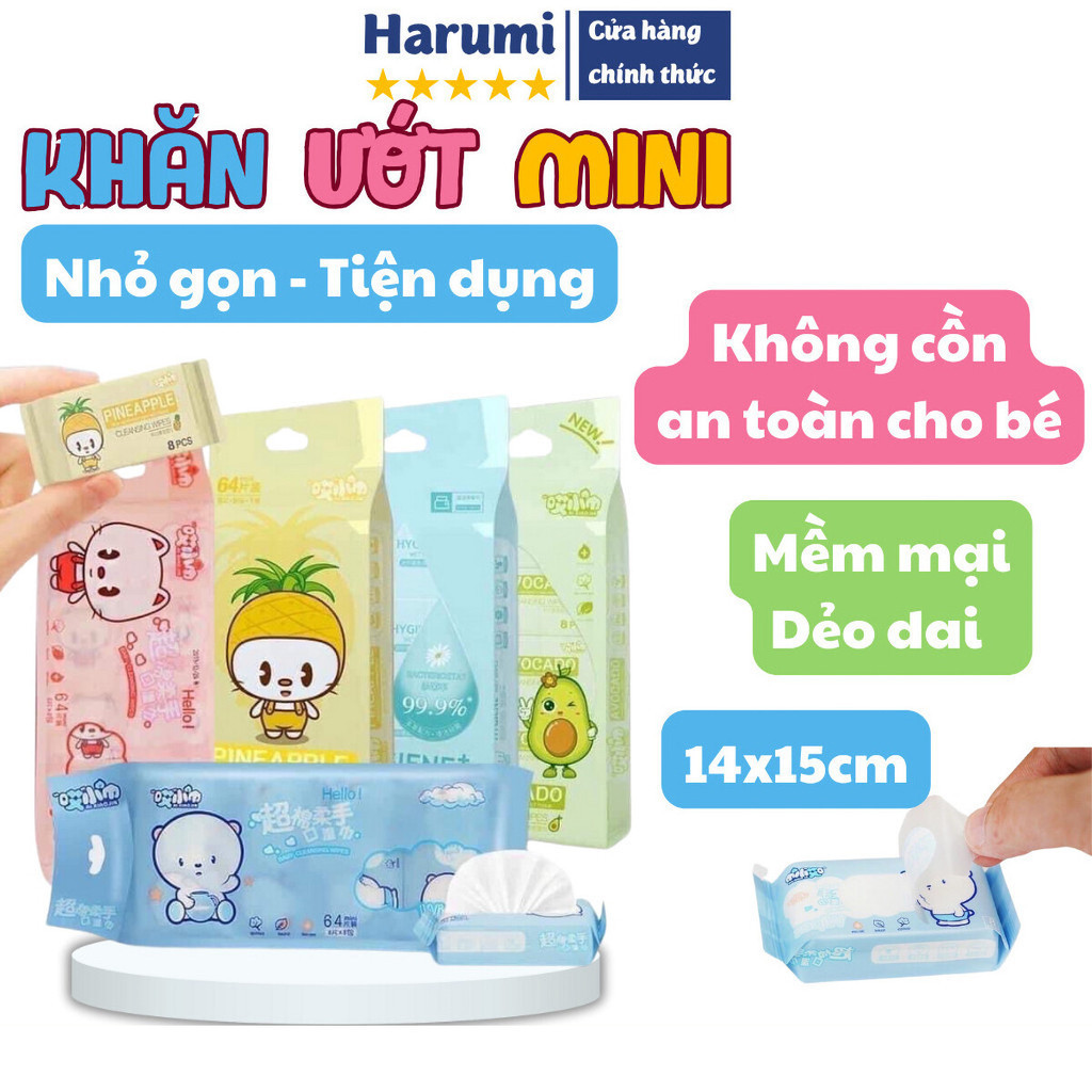 Khăn Giấy Ướt Đa Năng Avocado Vải Không Dệt, Dai Mềm, Khăn Ướt Mini Nhỏ Gọn Tiện Dụng, Khăn Ướt Cho Bé