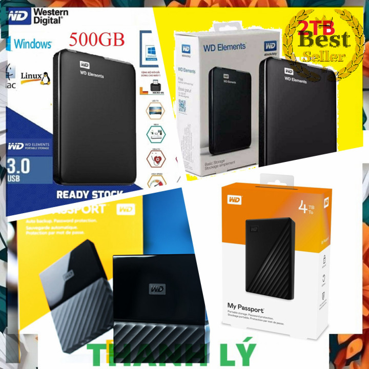 ⭐ ⭐ ⭐  Ổ Cứng Di Động WD My Passport / Elements / Passport Ultra Metal dung lượng 500GB / 1TB / 2TB 