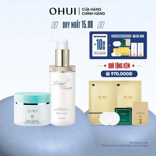 Combo Sữa dưỡng thể da ẩm mượt mịn màng OHUI Delight Therapy Body Lotion 300ml và Kem massage cấp ẩm Clear Science Tende