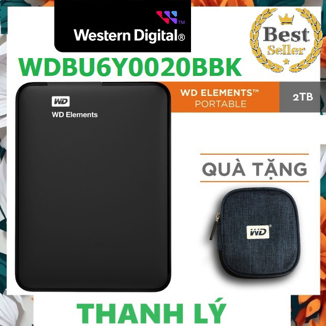⭐ ⭐ ⭐  Ổ cứng di động HDD 2.5 inch WD Elements 2TB USB 3.0 (Đen) WDBU6Y0020BBK Chính Hãng 100%  - Fu