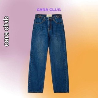CARA Quần dài nữ Straight Jeans lưng cao ống rộng dáng suông