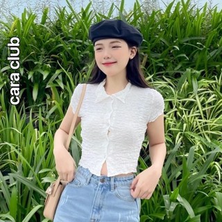CARA Áo croptop nữ Flora ôm dáng chất len thun mềm mịn trẻ trung năng động phù hợp đi học dạo phố