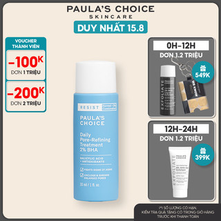 Dung dịch tẩy da chết và thu nhỏ lỗ chân lông Paula's Choice Resist Daily Pore Refining Treatment 2% BHA 30ml - 7827