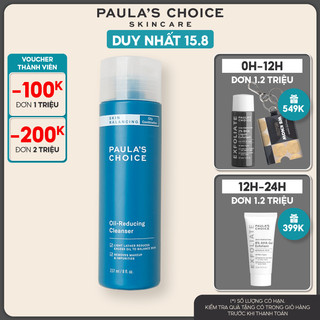 Sữa rửa mặt cho da dầu cân bằng độ ẩm và kiềm dầu Paula’s Choice Skin Balancing Oil Reducing Cleanser 237ml 1150