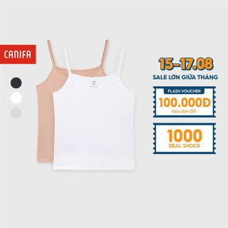 Combo 2 áo mặc nhà nữ canifa áo hai dây ôm body 6la24s001