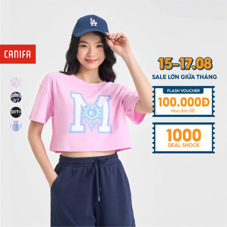 Áo phông croptop nữ canifa áo thun cotton có hình in canifa 6ts24s020