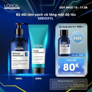 Combo làm sạch & giúp cải thiện mật độ tóc L'Oréal Professionnel Scalp Advanced - Dầu gội 500ml, Dưỡng chất 200ml