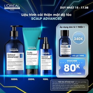Liệu trình cải thiện mật độ tóc L'Oréal Professionnel Scalp Advanced - Dầu gội 500ml, Dưỡng chất 200ml, Tinh chất 90ml