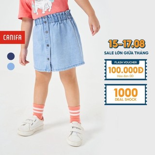 Chân váy denim bé gái canifa chất liệu 100% cotton 1ks22w001