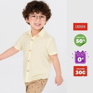 Áo sơ mi bé trai cotton USA cộc tay CANIFA chất liệu cotton USA 2TH21S007