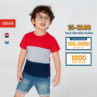 Áo phông bé trai cotton USA phối màu CANIFA - 2TS21S015