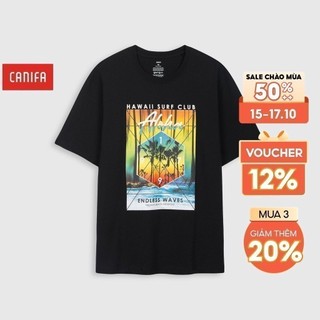 Áo phông nam CANIFA cotton USA cổ tròn tay cộc in hình thời trang CANIFA - 8TS21S015