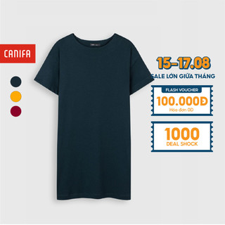 Canifa Váy liền nữ cộc tay 100% cotton 6DS20W027