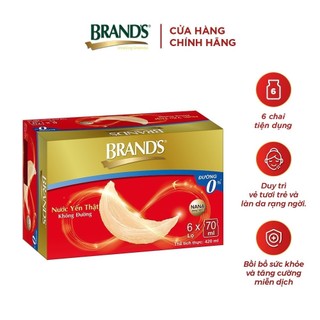 Nước yến thật BRAND'S Không Đường (70 ml x 6 lọ)