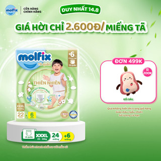 Tã/bỉm quần Molfix Thiên nhiên Jumbo XXXL (20kg 35kg) Gói 22+6 miếng