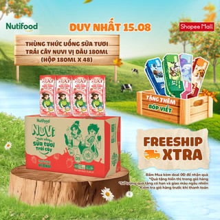 Nuvi thùng thức uống sữa tươi trái cây vị dâu 180ml