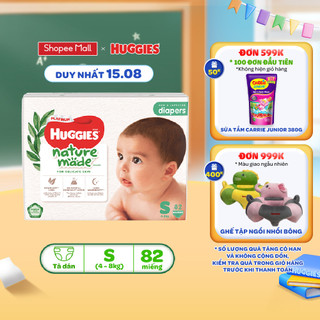 Tã/Bỉm dán sơ sinh Huggies Platinum NatureMade S82 -Gói Super Jumbo 82 miếng